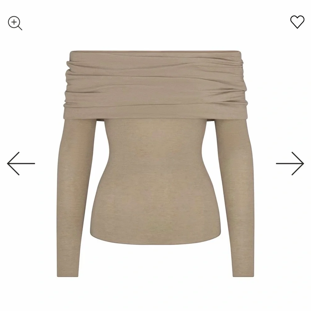 SKIMS Long Sleeve Off-Shoulder Shirt - Beige - Picture 2 of 2
